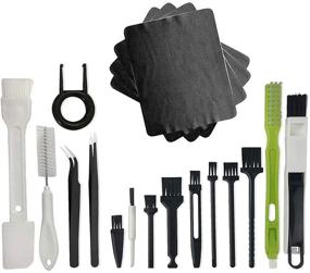 img 4 attached to 🧹 19-Piece Anti-Static Brush Cleaning Kit for Keyboard, Car Seat, Wall Gap, Water Cup, and Home Appliances - Nylon Bristles, Plastic Handle, Cloth Puller, and Tweezers