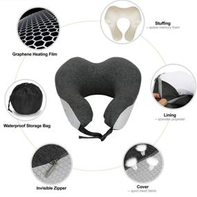 img 3 attached to 🔥 Heating Therapy Neck Pillow Travel Cervical Pillow - Memory Foam Core &amp; Washable Cover - Infrared Ray Heating - Adjustable Temperature - Neck Stiffness &amp; Soreness Relief - U-shaped for Neck Support (Gray)