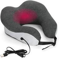 🔥 heating therapy neck pillow travel cervical pillow - memory foam core &amp; washable cover - infrared ray heating - adjustable temperature - neck stiffness &amp; soreness relief - u-shaped for neck support (gray) logo