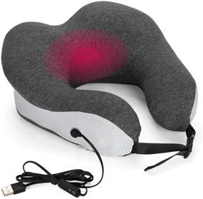 img 4 attached to 🔥 Heating Therapy Neck Pillow Travel Cervical Pillow - Memory Foam Core &amp; Washable Cover - Infrared Ray Heating - Adjustable Temperature - Neck Stiffness &amp; Soreness Relief - U-shaped for Neck Support (Gray)