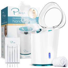 img 4 attached to 🔥 NanoSteamer PRO: Advanced 4-in-1 Nano Ionic Facial Steamer for Spas – Extended 30-Minute Steam Time – Humidifier – Unclogs Pores – Blackheads Removal – Spa-Quality – Includes 5-Piece Stainless Steel Skin Kit