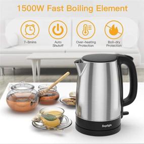 img 2 attached to 🔌 Sopligle Stainless Steel Electric Kettle: BPA-Free, Fast Boiling, Auto Shutoff, 1.7L Capacity, 1500W Power – Silver