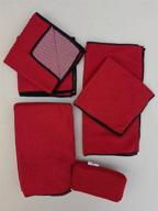 🔴 bright collection 7 pc microfiber kitchen set - dishcloths, towels, mesh scrubber sponge - non-scratch scrubbing cleaners in red logo