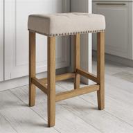 🪑 nathan james hylie nailhead wood pub-height kitchen counter bar stool 24 inches, natural flax/light brown logo