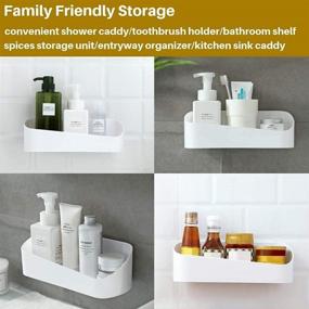 img 3 attached to 🚿 SUNFICON Shower Caddy Adhesive Bathroom Shelf Organizer Wall Mounted Storage Rack No Drilling Shower Shelf Bath Essentials Shampoo Spice Holder with 2 Clear Adhesives for Shower Room Bathroom Kitchen - White
