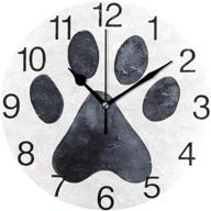 🐾 senya black dog paw print design round wall clock: stylish and silent non ticking decorative timepiece for home, office, or school logo