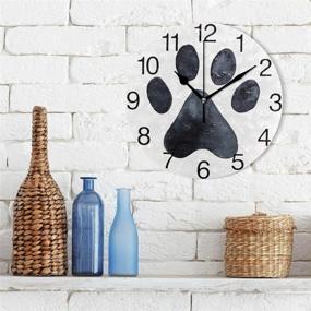 img 2 attached to 🐾 Senya Black Dog Paw Print Design Round Wall Clock: Stylish and Silent Non Ticking Decorative Timepiece for Home, Office, or School