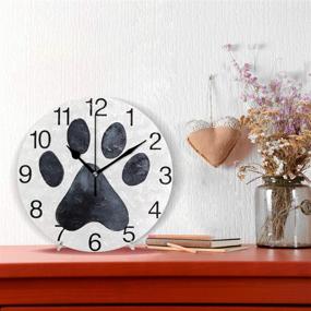 img 3 attached to 🐾 Senya Black Dog Paw Print Design Round Wall Clock: Stylish and Silent Non Ticking Decorative Timepiece for Home, Office, or School