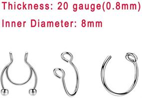 img 1 attached to JOFUKIN Set of 6 Stainless Steel No Piercing Fake Nose Ring and Septum Piercing