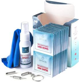 img 4 attached to 👓 Glasses Cleaner Kit: 30 Pre-Moistened Lens Wipes, 1oz Eyeglass Cleaner Spray, Microfiber Cleaning Cloth & Eyeglass Repair Screwdriver - Safe for All Lenses - Perfect for Camera Lens, Screen, Sunglass Cleaning