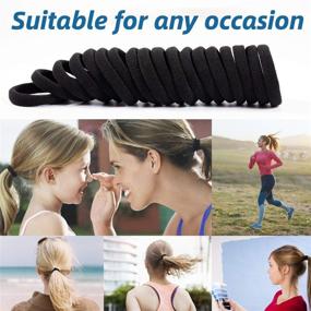 img 1 attached to 💆 50 PCS Seamless Black Hair Ties for Women, Ponytail Holders That Won't Break or Slip, No Tangles, No Damage to Thick Hair, 2" Diameter