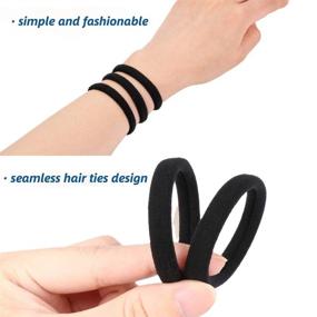 img 3 attached to 💆 50 PCS Seamless Black Hair Ties for Women, Ponytail Holders That Won't Break or Slip, No Tangles, No Damage to Thick Hair, 2" Diameter