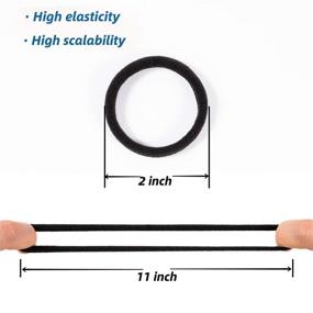 img 2 attached to 💆 50 PCS Seamless Black Hair Ties for Women, Ponytail Holders That Won't Break or Slip, No Tangles, No Damage to Thick Hair, 2" Diameter