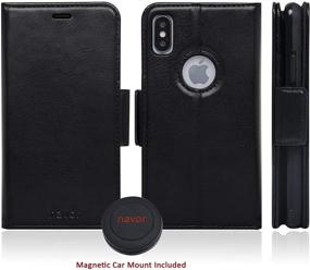 img 3 attached to 📱 Navor Magnetic Wallet Case and Car Mount for iPhone Xs/X [RFID Blocking] [Vajio Series]-Black