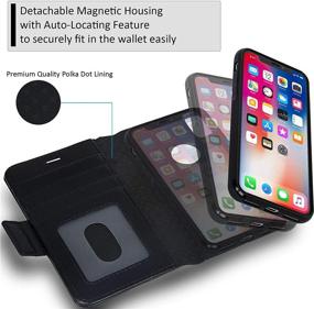 img 1 attached to 📱 Navor Magnetic Wallet Case and Car Mount for iPhone Xs/X [RFID Blocking] [Vajio Series]-Black