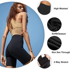 img 2 attached to 🏃 Sundwudu 4 Pack Biker Shorts for Women - 8” High Waist Tummy Control Summer Workout Shorts: Ideal for Running, Yoga, and Athletics