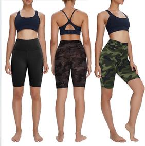 img 3 attached to 🏃 Sundwudu 4 Pack Biker Shorts for Women - 8” High Waist Tummy Control Summer Workout Shorts: Ideal for Running, Yoga, and Athletics