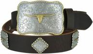 🤠 authentic longhorn western leather with matching conchos for refined cowboys logo