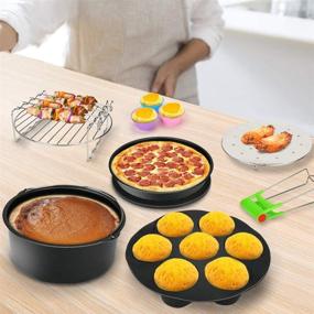 img 3 attached to 🍳 13-Piece Air Fryer Accessories Kit by BicycleStore - Compatible with 4.2QT-6.8QT Air Fryers - Includes Non-stick Cake Pan, Silicone Mat, Pizza Pan, Silicone Baking Cup, Skewer Rack