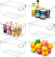 🥫 yihong clear pantry storage organizer bins - 6 pack plastic food storage bins with handle for kitchen, refrigerator, freezer and cabinet organization and storage логотип