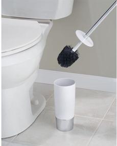 img 1 attached to 🚽 iDesign 99000 Duetto Plastic Toilet Bowl Brush and Holder, Slim Set for Bathroom Cleaning and Storage, White and Chrome, 4x4x17.2 inches