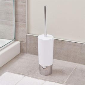 img 3 attached to 🚽 iDesign 99000 Duetto Plastic Toilet Bowl Brush and Holder, Slim Set for Bathroom Cleaning and Storage, White and Chrome, 4x4x17.2 inches