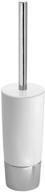 🚽 idesign 99000 duetto plastic toilet bowl brush and holder, slim set for bathroom cleaning and storage, white and chrome, 4x4x17.2 inches logo