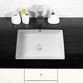 img 3 attached to 🚽 Undermount Bathroom Sink - Lordear 18'' Pure White Porcelain Ceramic Rectangle Lavatory Vanity Basin with Overflow