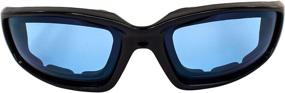 img 3 attached to 🦅 Birdz Oriole Motorcycle Cycling Airsoft Padded Glasses - Light Blue Tint Lenses, Shiny Black Frame with Comfortable Foam Padding for Face Protection from Wind and Dust