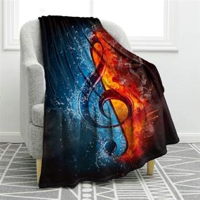 img 4 attached to 🎼 Soft Warm Music Note Blanket Print Throw Blanket for Couch Sofa Bed - Black - 50"x60