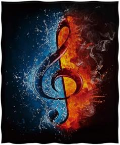 img 3 attached to 🎼 Soft Warm Music Note Blanket Print Throw Blanket for Couch Sofa Bed - Black - 50"x60