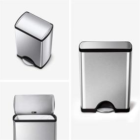 img 2 attached to 🗑️ Brushed Stainless Steel Rectangular Kitchen Step Trash Can - simplehuman 50 Liter / 13.2 Gallon