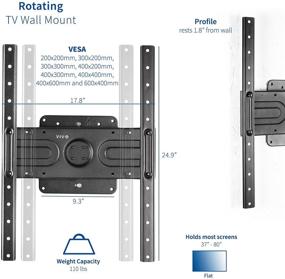 img 3 attached to VIVO Настенное крепление для телевизоров с переходом из ландшафтного в портретный режим: 37-80 дюймов, устойчивое вращающееся крепление, максимальный размер VESA 600x400, черное.