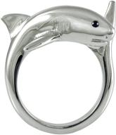 🦈 stylish ellenviva big shark animal wrap ring in white gold-plated shiny silver tone: unleash your fashionable side logo