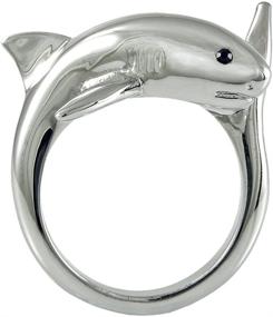 img 4 attached to 🦈 Stylish Ellenviva Big Shark Animal Wrap Ring in White Gold-Plated Shiny Silver Tone: Unleash Your Fashionable Side