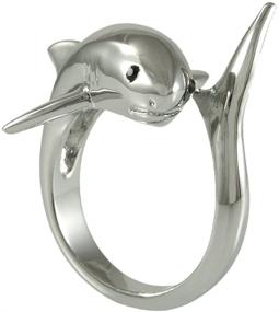 img 3 attached to 🦈 Stylish Ellenviva Big Shark Animal Wrap Ring in White Gold-Plated Shiny Silver Tone: Unleash Your Fashionable Side