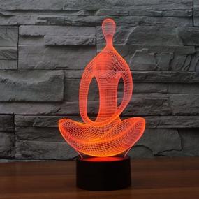 img 2 attached to 🧘 Yoga Meditation LED 3D Lamp: S7 SEVEN 3D Optical Illusion Desk Night Light for Kids Room Decoration - 7 Color Change, USB Touch Switch