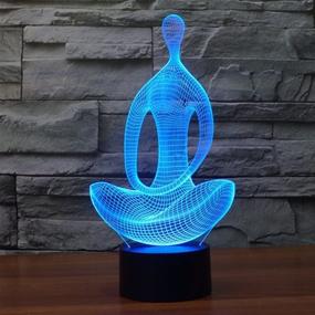 img 4 attached to 🧘 Yoga Meditation LED 3D Lamp: S7 SEVEN 3D Optical Illusion Desk Night Light for Kids Room Decoration - 7 Color Change, USB Touch Switch