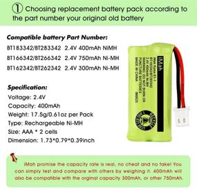 img 2 attached to iMah BT183342/BT283342 2.4V 400mAh Ni-MH Battery Pack - Long-lasting & reliable power source
