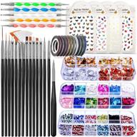 🎨 complete joyjuly nail art design kit with 3d decorations, brushes, glitters, stickers, rhinestones, foil & striping tapes: create stunning nail art designs logo