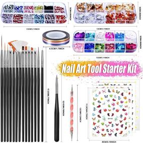 img 3 attached to 🎨 Complete JOYJULY Nail Art Design Kit with 3D Decorations, Brushes, Glitters, Stickers, Rhinestones, Foil & Striping Tapes: Create Stunning Nail Art Designs