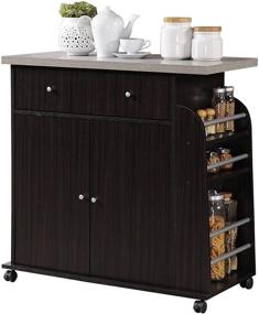 img 4 attached to 🍫 Hodedah Import Chocolate Kitchen Island with Built-in Spice and Towel Rack