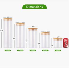 img 3 attached to Набор стеклянных контейнеров для хранения еды MEETSUN из 5 штук с бамбуковыми крышками - прозрачные кухонные банки для кофе, муки, сахара, конфет, печенья, специй и многого другого.