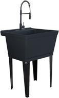 🚰 extra-deep laundry tub in black with high-arc coil pull-down sprayer faucet in matte black - utility sink with integrated supply lines, p-trap kit, and heavy duty floor mounted freestanding wash station логотип
