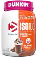 🍫 dymatize iso100 hydrolyzed protein powder in dunkin' mocha latte flavor: 100% whey isolate for fast absorption and easy digestion - 25g protein, 95mg caffeine, 5.5g bcaas - gluten free, 20 servings logo