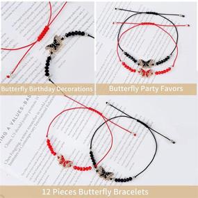 img 3 attached to 🦋 12-Piece Butterfly Bracelet Set: Birthday Decorations, Party Favors, Friendship Gifts for Women, Men & Girls - Wish Bracelets with Charms