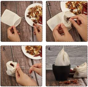img 2 attached to 🛍️ Convenient and Versatile 24-Piece Reusable Drawstring Soup Bags: Muslin Bag, Cheesecloth Straining Bags for Coffee, Tea, Bone Broth, and More (4x6 Inch)