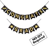 🎓 cdlong 2021 graduation decorations - graduation banner - no diy required, black background, gold glittery lettering 'congrats grad' - congratulations graduate banner, large graduation party supplies логотип