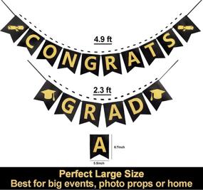 img 1 attached to 🎓 CDLong 2021 Graduation Decorations - Graduation Banner - No DIY Required, Black Background, Gold Glittery Lettering 'Congrats Grad' - Congratulations Graduate Banner, Large Graduation Party Supplies