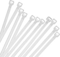mjiya 100pcs cable zip ties: heavy-duty self-locking 🔗 nylon wire ties for indoor & outdoor use (5x350mm, white) logo